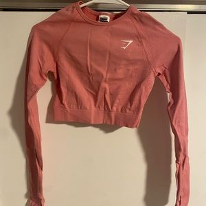 gymshark womens long sleeve cropped shirt pink